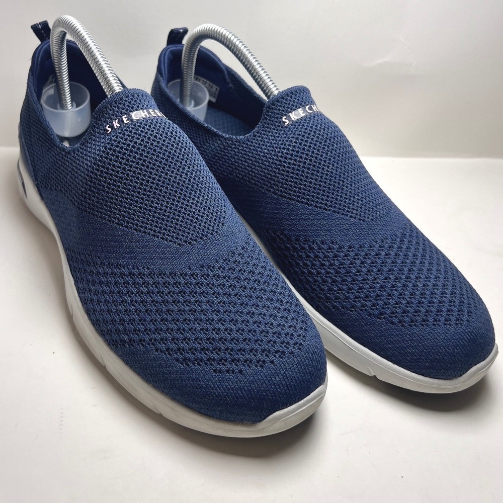 Skechers Arch Fit Navy Blue Knit Mesh Slip On Walking Shoes Womens 9 104164